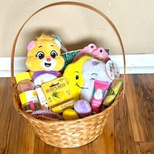 Children kids Easter basket Care Bears hand cream bubbles chapstick hair ties